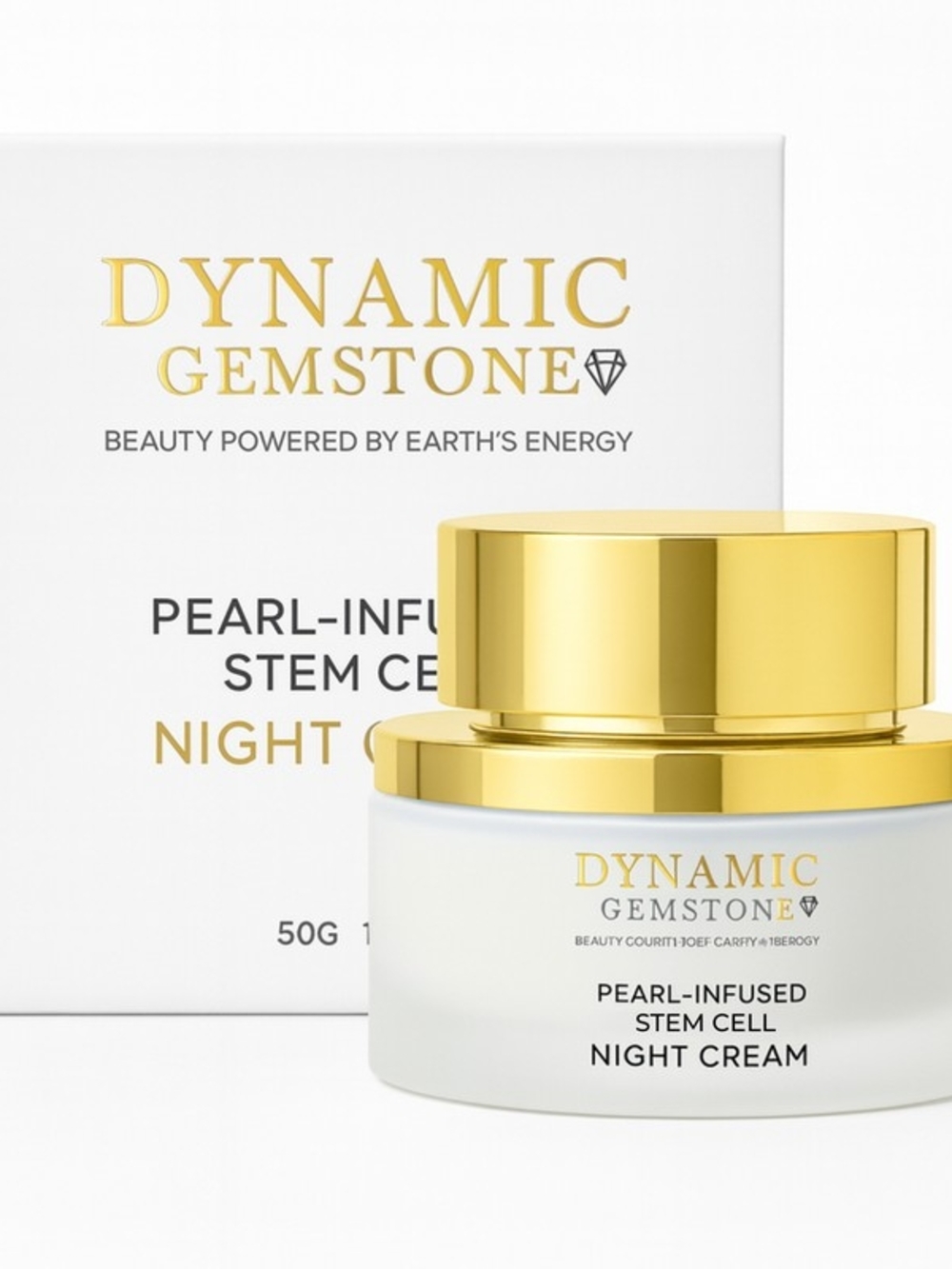 Dynamic Gemstone Pearl-Infused Stem Cell Night Cream — Gold & White